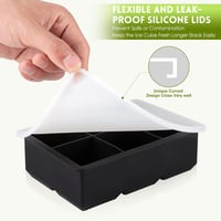 Sinnsally XXL Szilikon Jégkocka Készítő Fedéllel - 2 db-os Szett, 6 Nagyméretű Kocka, BPA-mentes, Mosogatógépben Mosható, -40/+240°C Hőálló 4