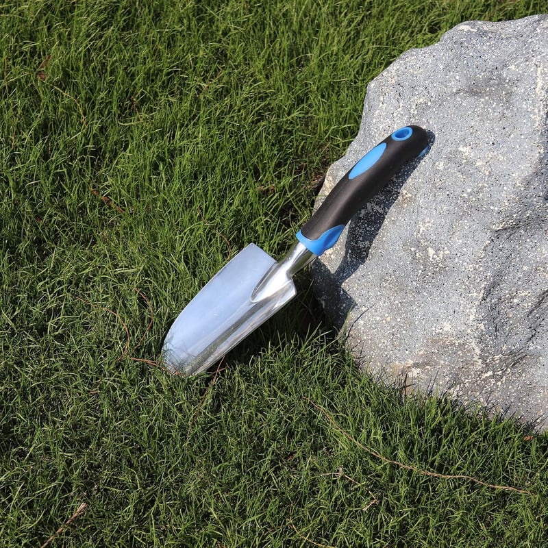 Sinoer Hajlításálló Kerti Ásó - Erős Alumínium Lapát 30cm x 7,5cm Ergonomikus Gumírozott Csúszásmentes Nyéllel, Összecsukható Ültetéshez, Át