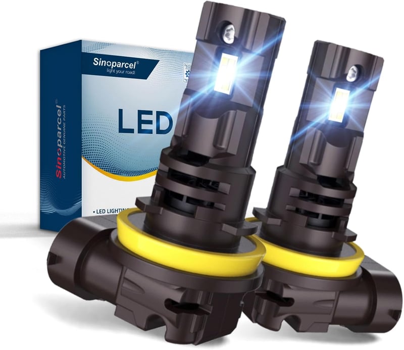 Sinoparcel H11 LED fényszóró izzó 6500K fehér, hibamentes autó lámpa 2db