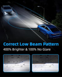 Sinoparcel H4 LED fényszóró izzó 6500K fehér, 400% fényerősebb, hűtőventilátor, 2db 4