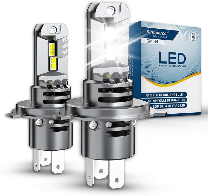 Sinoparcel H4 LED fényszóró izzó 6500K fehér, 400% fényerősebb, hűtőventilátor, 2db