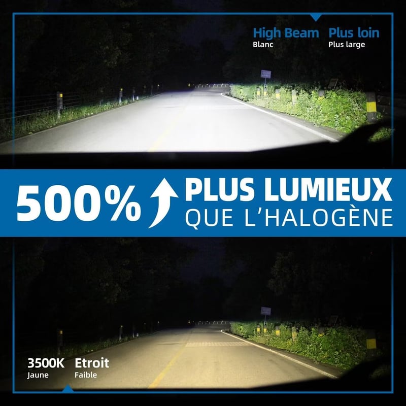 Sinoparcel H11 LED fényszóró izzó 6500K fehér, hibamentes autó lámpa 2db
