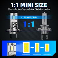Sinoparcel H7 LED fényszóró izzó, fehér 6500K - 2 db 3