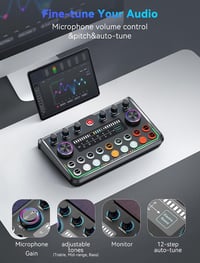 SINWE All-in-One Podcast Set Pro stúdió keverővel és kondenzátormikrofonnal, plug and play hangkártya PC és okostelefonhoz, streameléshez 3