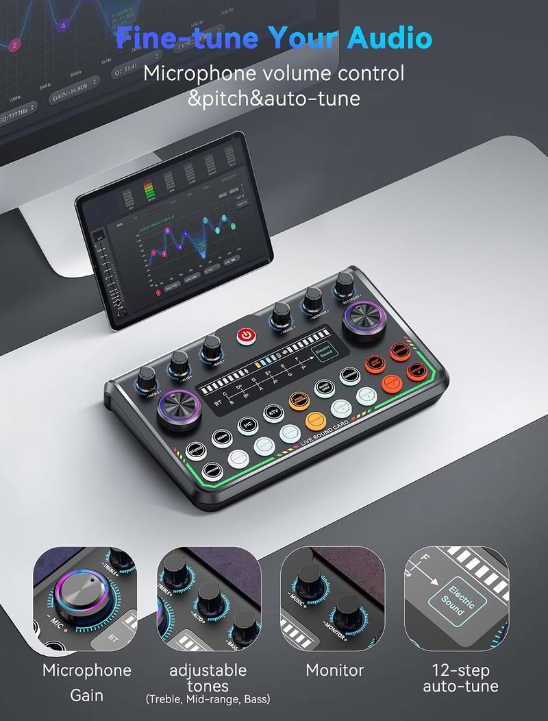 SINWE All-in-One Podcast Set Pro stúdió keverővel és kondenzátormikrofonnal, plug and play hangkártya PC és okostelefonhoz, streameléshez