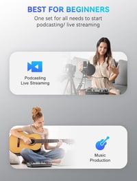 SINWE All-in-One Podcast Set Pro stúdió keverővel és kondenzátormikrofonnal, plug and play hangkártya PC és okostelefonhoz, streameléshez 8