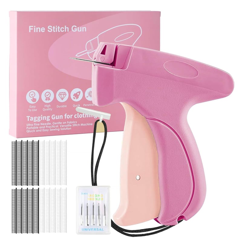 Pistol de Cusut Manual SINZONeu Mini - Mașină de cusut portabilă cu 5 ace și 1000 de capse, pentru reparații rapide la haine și perdele, kit de cusut pentru călătorii