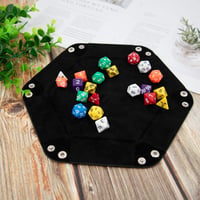 SIQUK 2db Kétoldalas Dobókocka Tálca Hexagon Velúr Bőr RPG DND Fekete Barna - Black / Brown 4