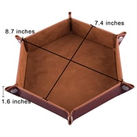 SIQUK 2db Kétoldalas Dobókocka Tálca Hexagon Velúr Bőr RPG DND Fekete Barna - Black / Brown 2