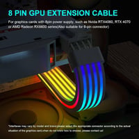Sirlyr 8 Pin RGB GPU Kábel Hosszabbító - Fehér ARGB Tápkábel RTX 3060 4060 4070 és Radeon RX 6600 580 Videokártyákhoz 2