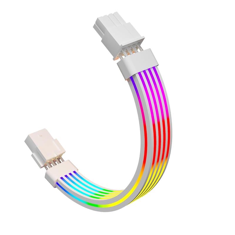 Sirlyr 8 Pin RGB GPU Kábel Hosszabbító - Fehér ARGB Tápkábel RTX 3060 4060 4070 és Radeon RX 6600 580 Videokártyákhoz