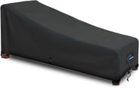 Husă de protecție pentru șezlong de grădină SIRUITON, material Oxford 420D, hidrofobă, cu protecție UV și 4 butoane de fixare rezistente la vânt, 200 x 68 x 40 / 70 cm, gri închis 1