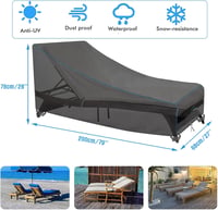 Husă de protecție pentru șezlong de grădină SIRUITON, material Oxford 420D, hidrofobă, cu protecție UV și 4 butoane de fixare rezistente la vânt, 200 x 68 x 40 / 70 cm, gri închis 3
