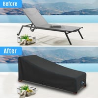 Husă de protecție pentru șezlong de grădină SIRUITON, material Oxford 420D, hidrofobă, cu protecție UV și 4 butoane de fixare rezistente la vânt, 200 x 68 x 40 / 70 cm, gri închis 2