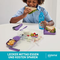 Desiatový box Sistema Bento Box Create s priehradkami, 1,48 l, s nádobou na jogurt a ovocie, pre deti aj dospelých, modrozelený, 2 ks 6