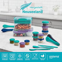 Desiatový box Sistema Bento Box Create s priehradkami, 1,48 l, s nádobou na jogurt a ovocie, pre deti aj dospelých, modrozelený, 2 ks 8