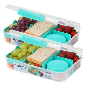 Sistema Bento Box Create kutija za užinu s pregradama, 1,48 L, s posudom za jogurt i voće, za djecu i odrasle, tirkizna, 2 kom.