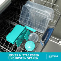 Desiatový box Sistema Bento Box Create s priehradkami, 1,48 l, s nádobou na jogurt a ovocie, pre deti aj dospelých, modrozelený, 2 ks 7