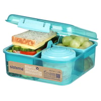 Sistema Bento Box Ocean Bound kutija za ručak od reciklirane plastike s pregradama, 1,25 L, sa spremnikom za jogurt/voće, za djecu i odrasle, tirkizna 1