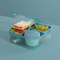 Sistema Bento Box Ocean Bound kutija za ručak od reciklirane plastike s pregradama, 1,25 L, sa spremnikom za jogurt/voće, za djecu i odrasle, tirkizna 6