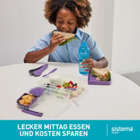 Desiatový box Sistema Bento Box To Go s priehradkami, 1,65 l, s nádobou na jogurt a ovocie, pre deti aj dospelých, modrozelený 4