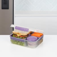 Desiatový box Sistema Bento Box TO GO s priehradkami a nádobou na jogurt/ovocie – 1,65-litrový obedár pre deti aj dospelých, fialový 7