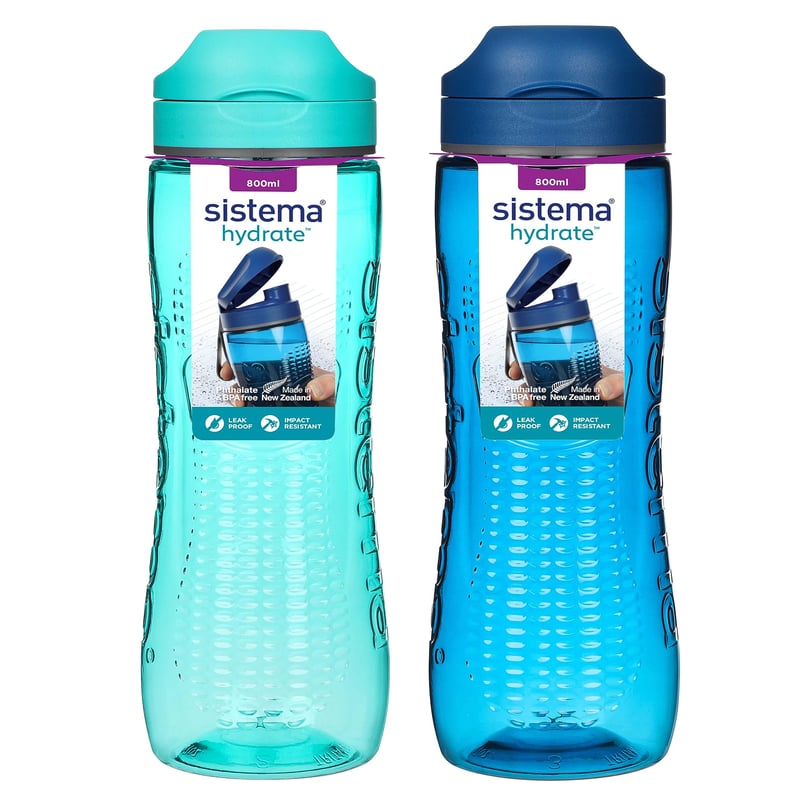 Set de 2 sticle de apă Sistema Hydrate Tritan Swift | 800 ml | Anti-scurgere | Fără BPA | Ocean Blue și Misty Purple