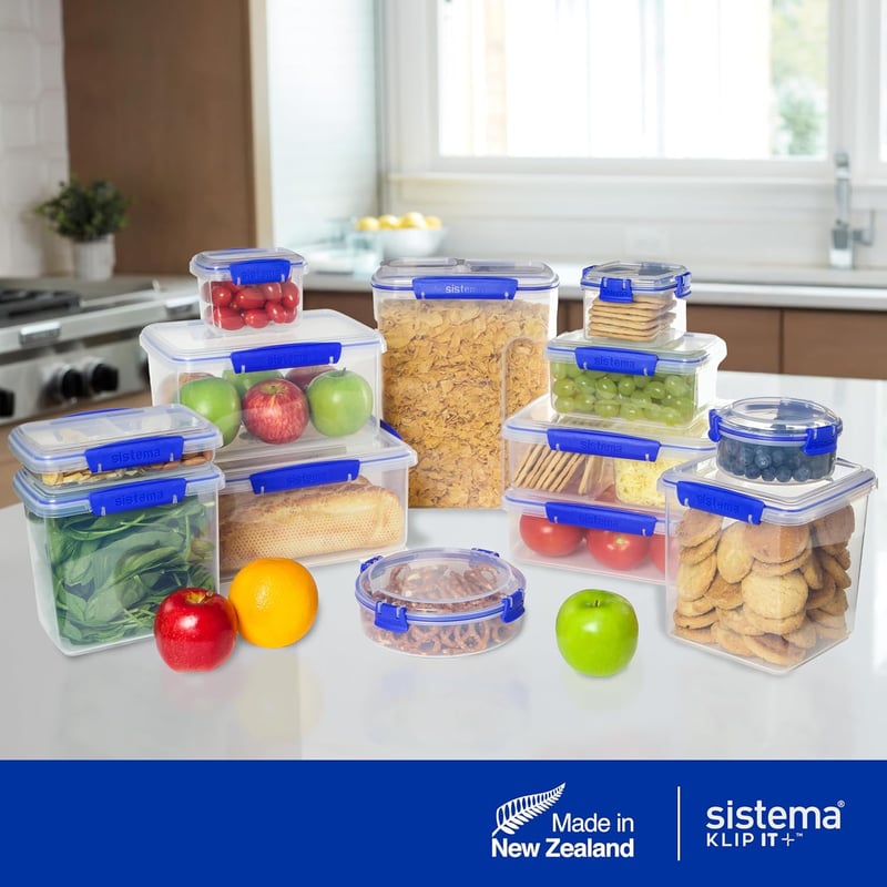 Sistema Klip It 9,67L Légmentes Tárolóedény Kék Klipekkel, Hűtőbe és Fagyasztóba - 9.6L