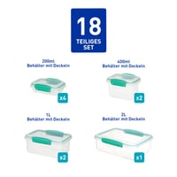 Sistema KLIP IT set hermetičkih posuda za hranu, 18 dijelova (9 posuda i poklopaca), posude za snack i užinu koje se slažu jedna u drugu, bez BPA 2