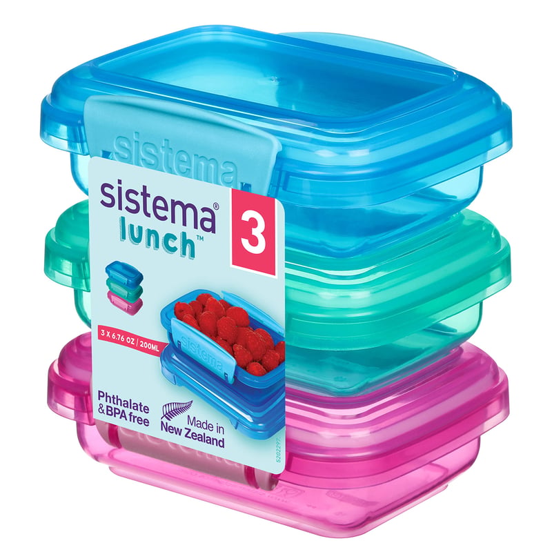 Set recipiente pentru prânz Sistema – 200 ml, 3 bucăți, culori asortate, plastic fără BPA, recipiente mici pentru gustări