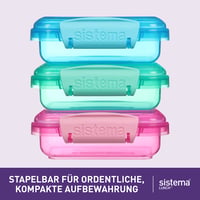 Set recipiente pentru prânz Sistema – 200 ml, 3 bucăți, culori asortate, plastic fără BPA, recipiente mici pentru gustări 5