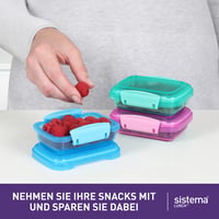Set recipiente pentru prânz Sistema – 200 ml, 3 bucăți, culori asortate, plastic fără BPA, recipiente mici pentru gustări 4