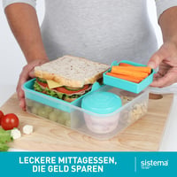 Sistema TO GO Bento Box Cubes uzsonnásdoboz rekeszekkel és snackboxszal, 2 x 1,65 L, BPA-mentes, Minty Teal és Ocean Blue, 2 db 5