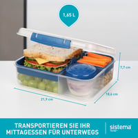 Sistema TO GO Bento Box Cubes uzsonnásdoboz rekeszekkel és snackboxszal, 2 x 1,65 L, BPA-mentes, Minty Teal és Ocean Blue, 2 db 2