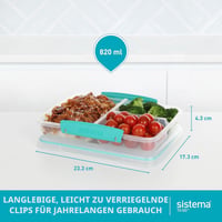 Sistema to GO Obedový box s priehradkami, 820 ml, 5 ks, zelený, stohovateľný dizajn s klipmi, BPA-free desiatový box [82002] 5