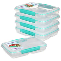 Sistema to GO Obedový box s priehradkami, 820 ml, 5 ks, zelený, stohovateľný dizajn s klipmi, BPA-free desiatový box [82002] 1
