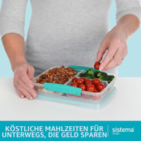 Sistema to GO Obedový box s priehradkami, 820 ml, 5 ks, zelený, stohovateľný dizajn s klipmi, BPA-free desiatový box [82002] 2