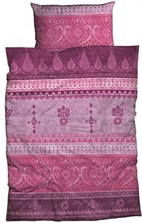 Súprava flanelových obliečok sister s 135x200 cm Berry Pink s ozdobným pásom s orientálnym vzorom 1