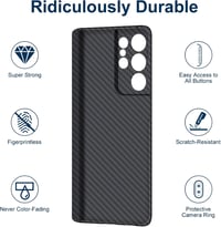 Sisyphy Samsung Galaxy S21 Ultra tok, valódi aramidszálas carbon - fekete 4