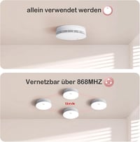 SITERWELL Hálózatba köthető füstérzékelő készlet - 5 éves elemmel, vezeték nélküli, EN14604 szabvány, 10 év élettartam, 4 darabos csomag 4