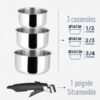 Sitram 3 részes edénykészlet 16+18+20cm lábas indukciós eltávolítható nyéllel 2
