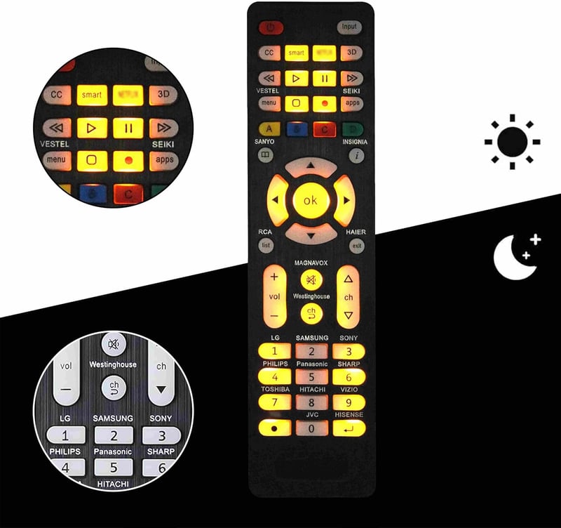 SIUMAL Univerzális Háttérvilágított Távirányító Samsung LG Sony Panasonic Toshiba Philips Hitachi JVC Hisense TV-hez