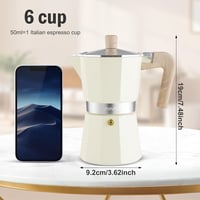 Sivaphe Alumínium Kotyogós Kávéfőző 6 Csészés - 300 ml Fehér Moka Kanna Gáz és Elektromos Főzőlaphoz, Hőálló Fogantyúval 6