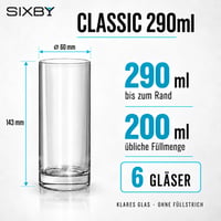 Set de pahare Sixby Classic – 290 ml, set de 6 piese, pahare din sticlă transparentă 3