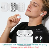 Set de 2 perechi de dopuri din silicon SIXFU pentru AirPods Pro 1 și 2, compatibile, 4 mărimi (XS/S/M/L), cu kit de curățare și cutie de depozitare, cu anulare a zgomotului, alb 2
