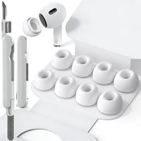 Set de 2 perechi de dopuri din silicon SIXFU pentru AirPods Pro 1 și 2, compatibile, 4 mărimi (XS/S/M/L), cu kit de curățare și cutie de depozitare, cu anulare a zgomotului, alb 1