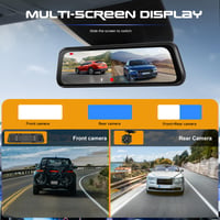 Zrkadlová autokamera SIXTOP, 9,66" IPS dotyková obrazovka, 1080P, nočné videnie, predná a zadná duálna kamera, široký pozorovací uhol, cúvací asistent, nahrávanie v slučke 9