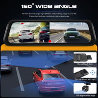 Zrkadlová autokamera SIXTOP, 9,66" IPS dotyková obrazovka, 1080P, nočné videnie, predná a zadná duálna kamera, široký pozorovací uhol, cúvací asistent, nahrávanie v slučke 6