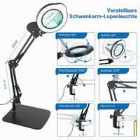 Lupă SIYOMG cu Lampă și Stativ 15x 30x, Lampă de Birou și Clemă 2 în 1, 5 Moduri de Culoare, Intensitate Reglabilă Continuu, Lupă cu Braț Rotativ pentru Citit 5