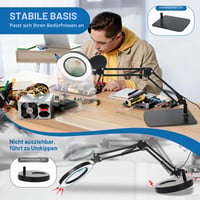 Lupă SIYOMG cu Lampă și Stativ 15x 30x, Lampă de Birou și Clemă 2 în 1, 5 Moduri de Culoare, Intensitate Reglabilă Continuu, Lupă cu Braț Rotativ pentru Citit 4